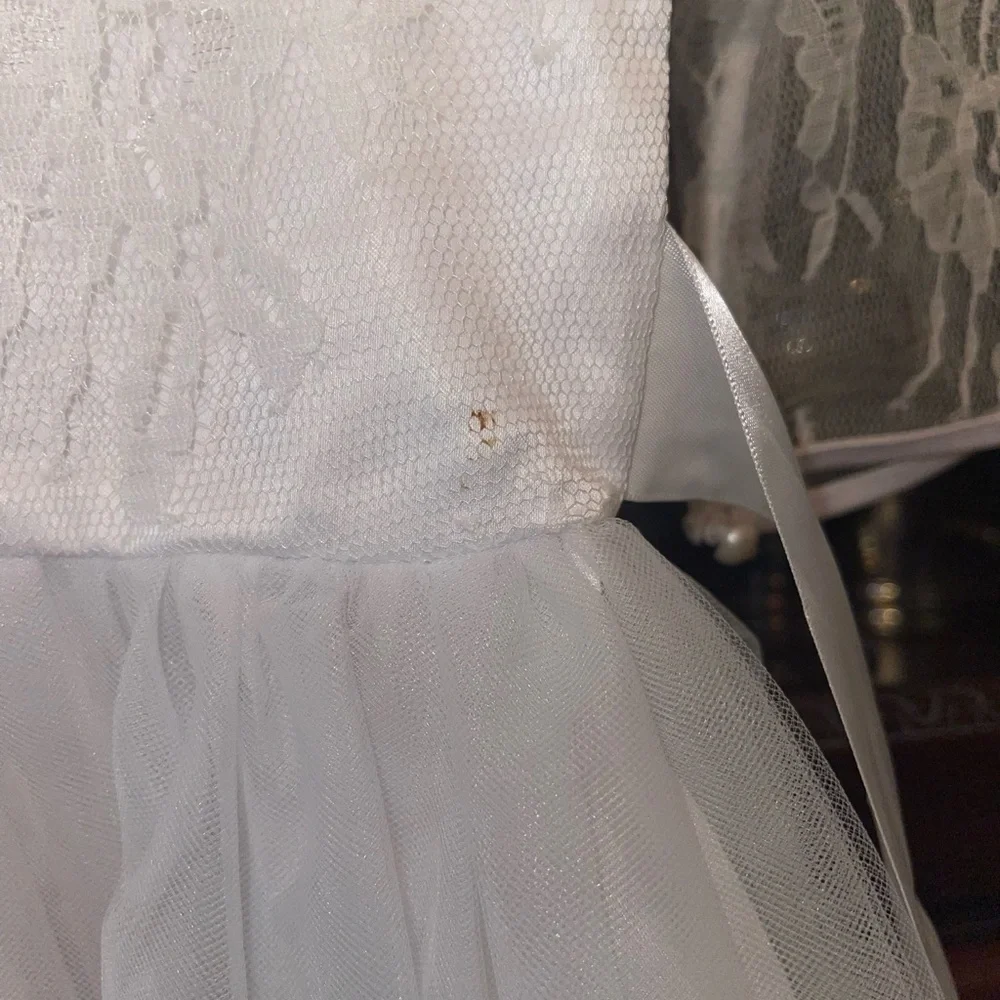 TipTop Girls White Formal Dress Tulle skirt Sz 10 wedding flowergirl homecoming - Picture 8 of 8